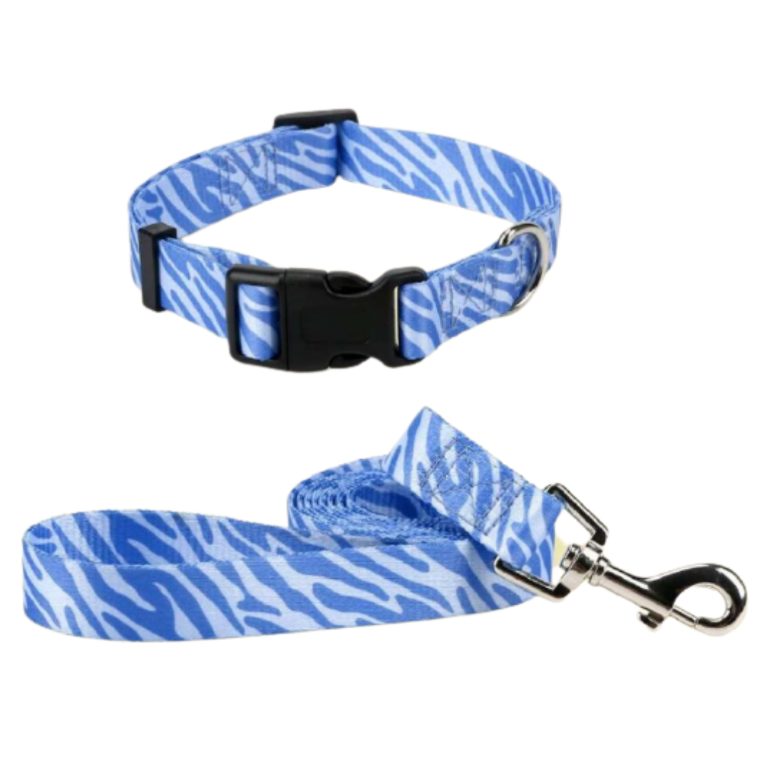 Conjunto Correa + Collar - Celeste y Azúl