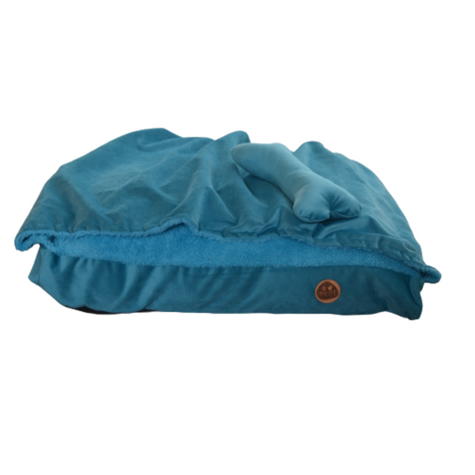 Cama con Manta - Turquesa