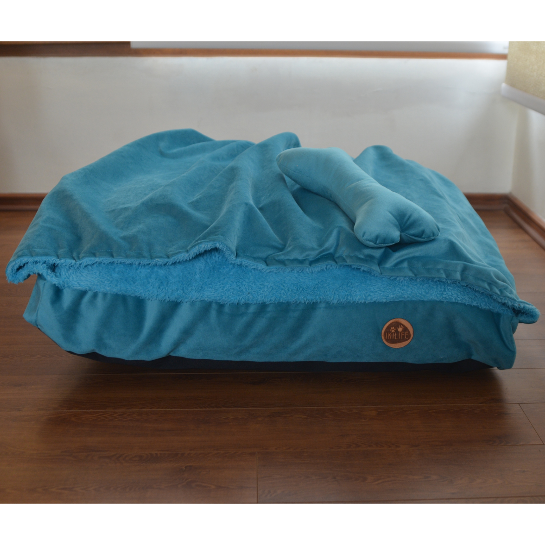 Cama con Manta - Turquesa