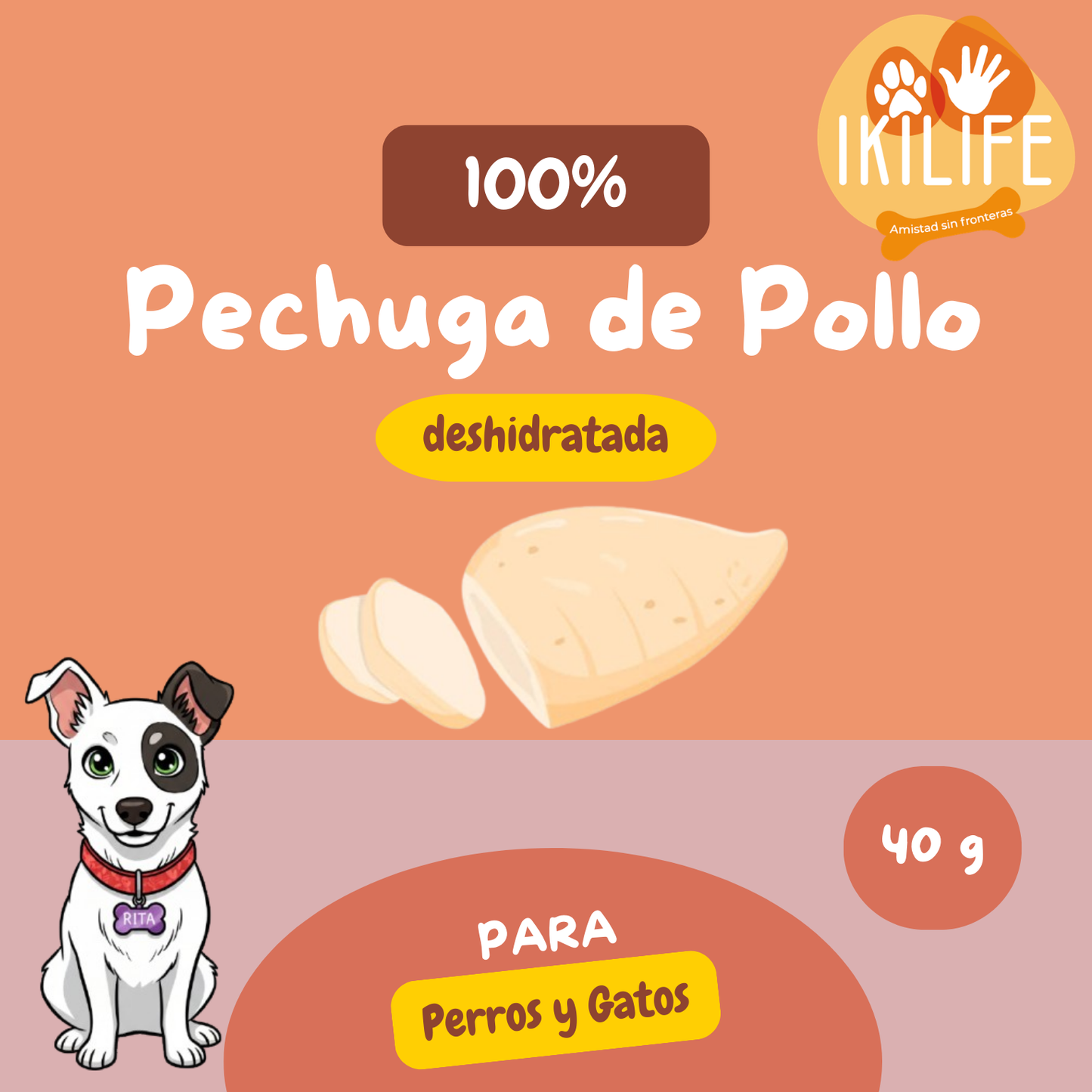 Snack Natural - 100% Pechuga de Pollo Deshidratada - Ikilife