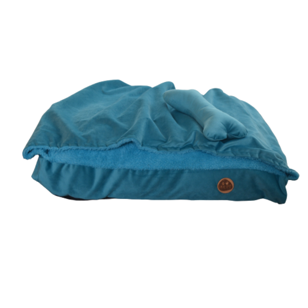 Cama con Manta - Turquesa