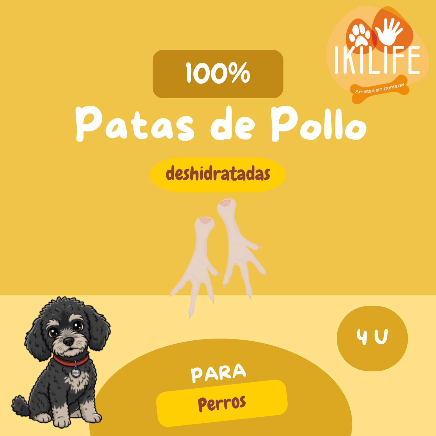 Snack Natural - Patas de Pollo Deshidratadas (4 unidades) - Ikilife