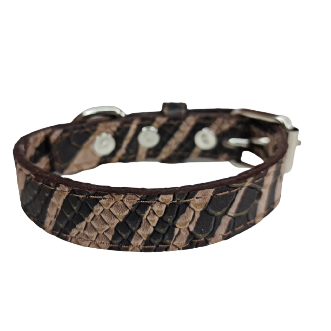 Collar de Cuero para perros - Zebra hebilla nickel