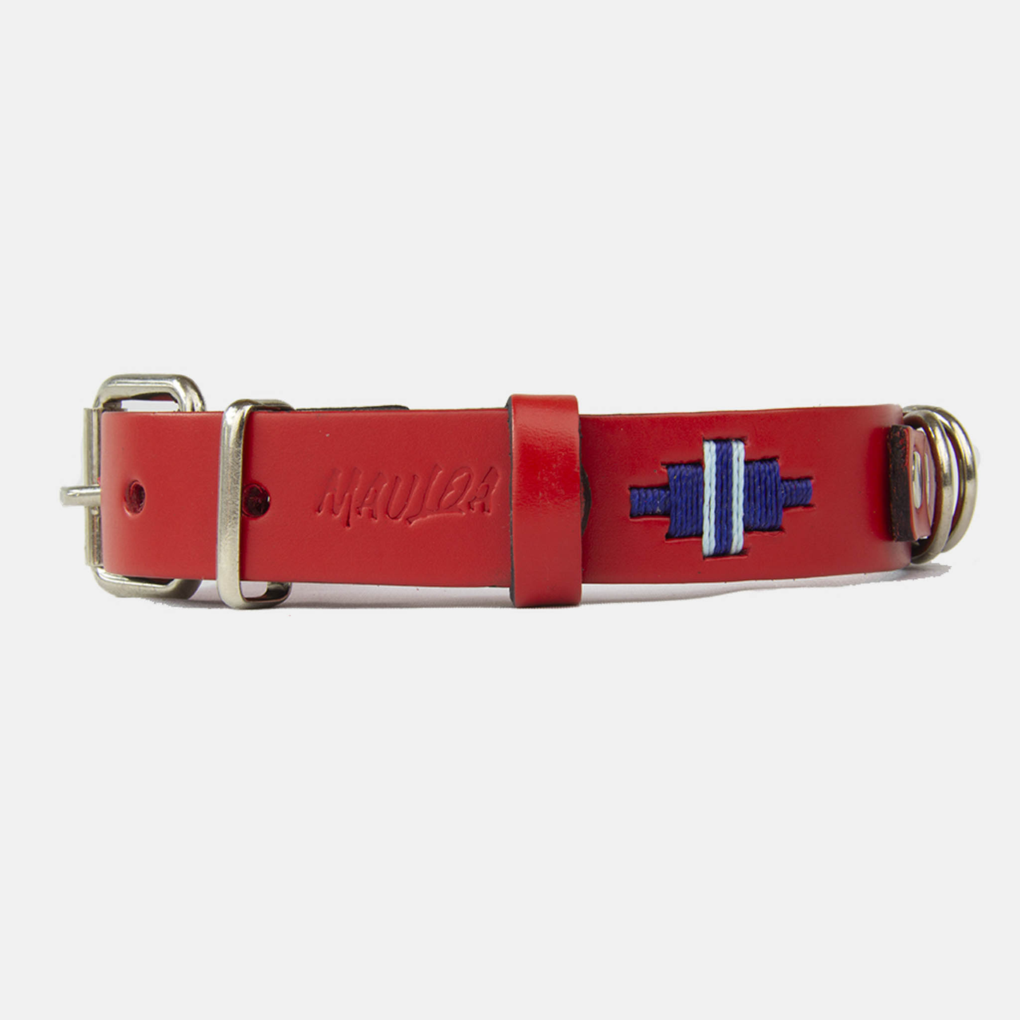 Collar de Cuero Bordado - Lassie Rojo