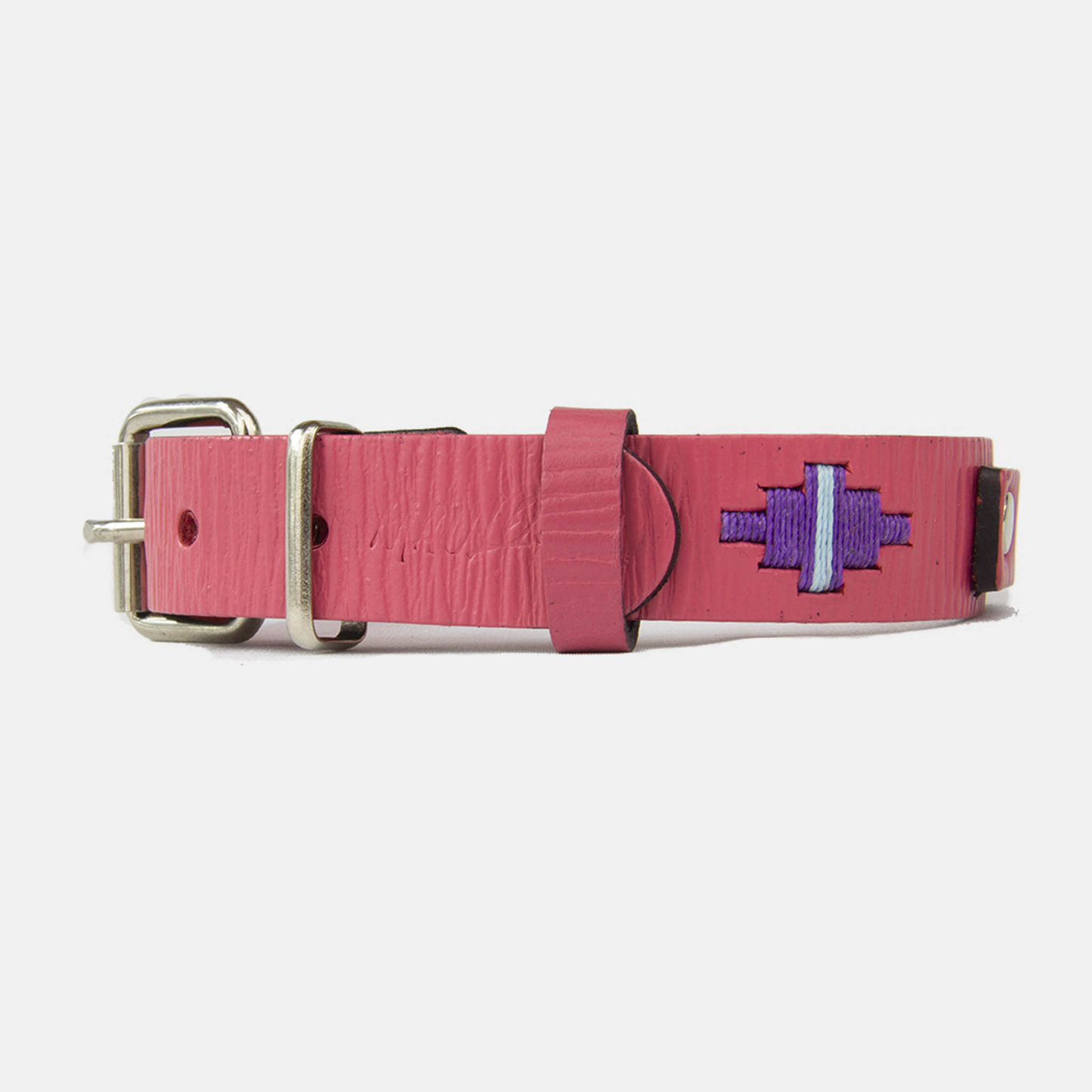 Collar de Cuero Bordado - Lassie Rosado