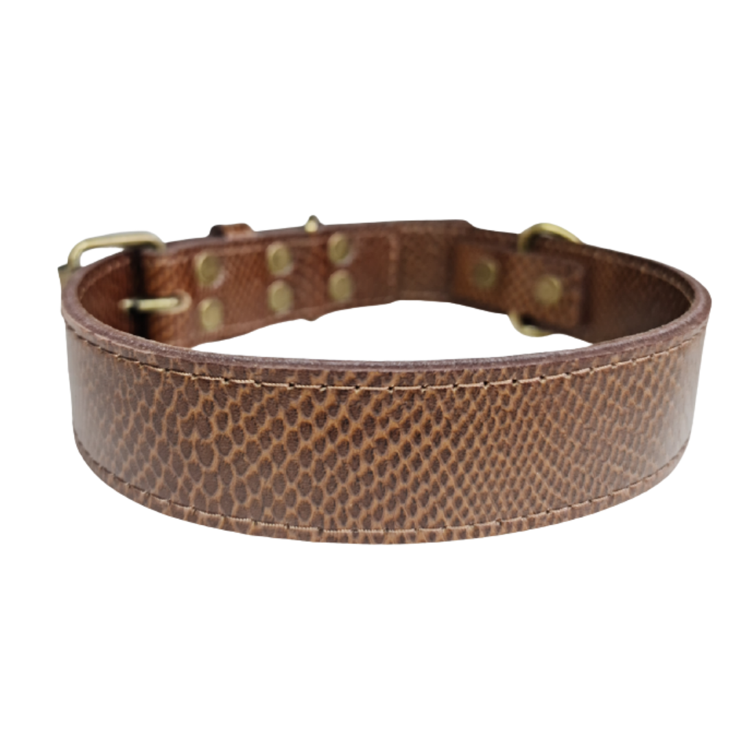 Collar de Cuero para perros - Café hebilla envejecida