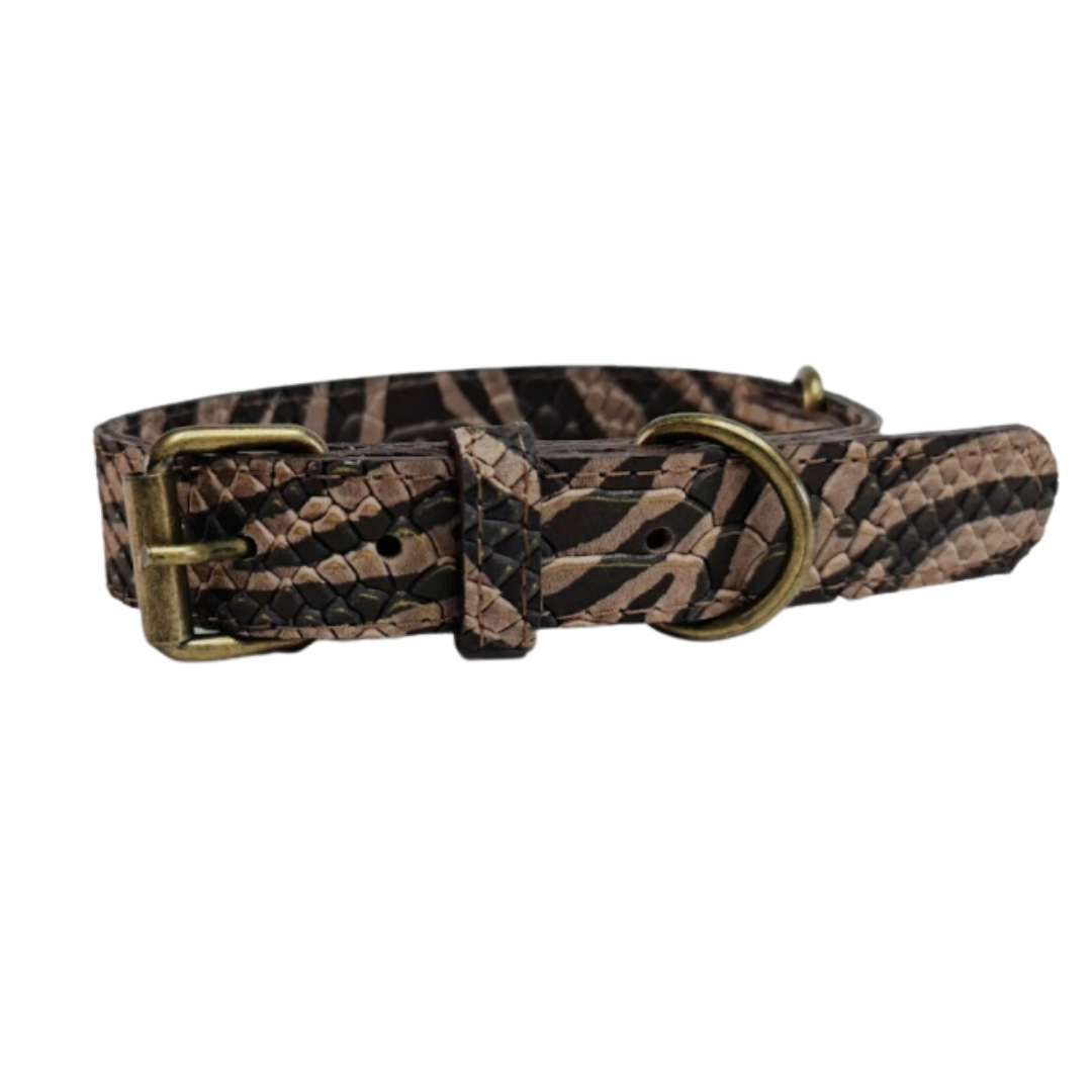 Collar de Cuero para perros - Zebra hebilla envejecida