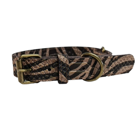 Collar de Cuero para perros - Zebra hebilla envejecida