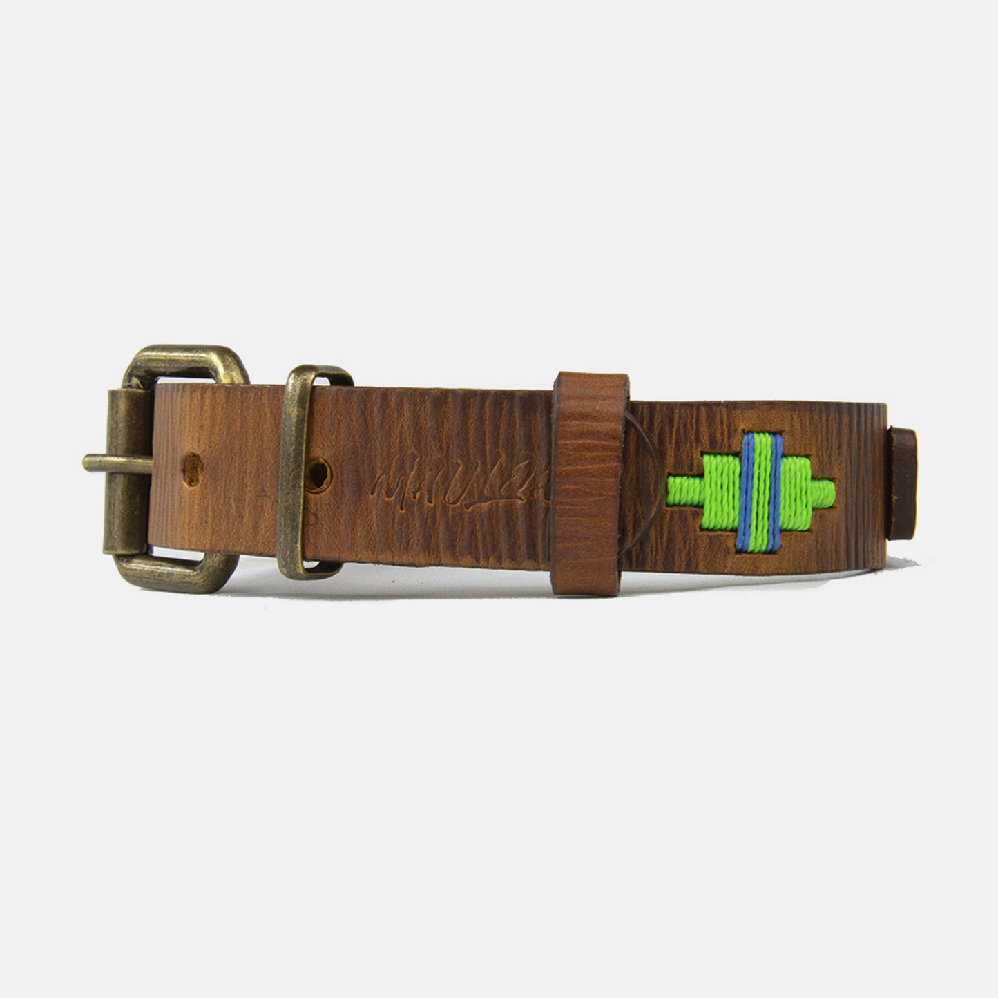 Collar de Cuero Bordado - Lassie Café
