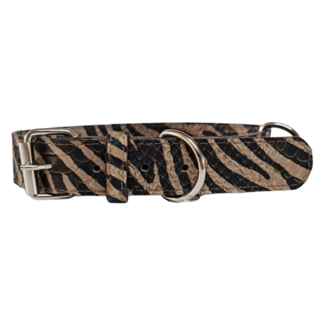 Collar de Cuero para perros - Zebra hebilla nickel