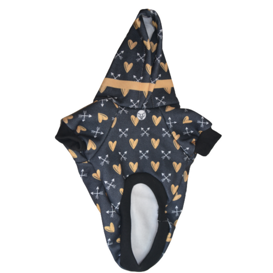 Polerón Franela Estampado - Negro con Corazones Dorados