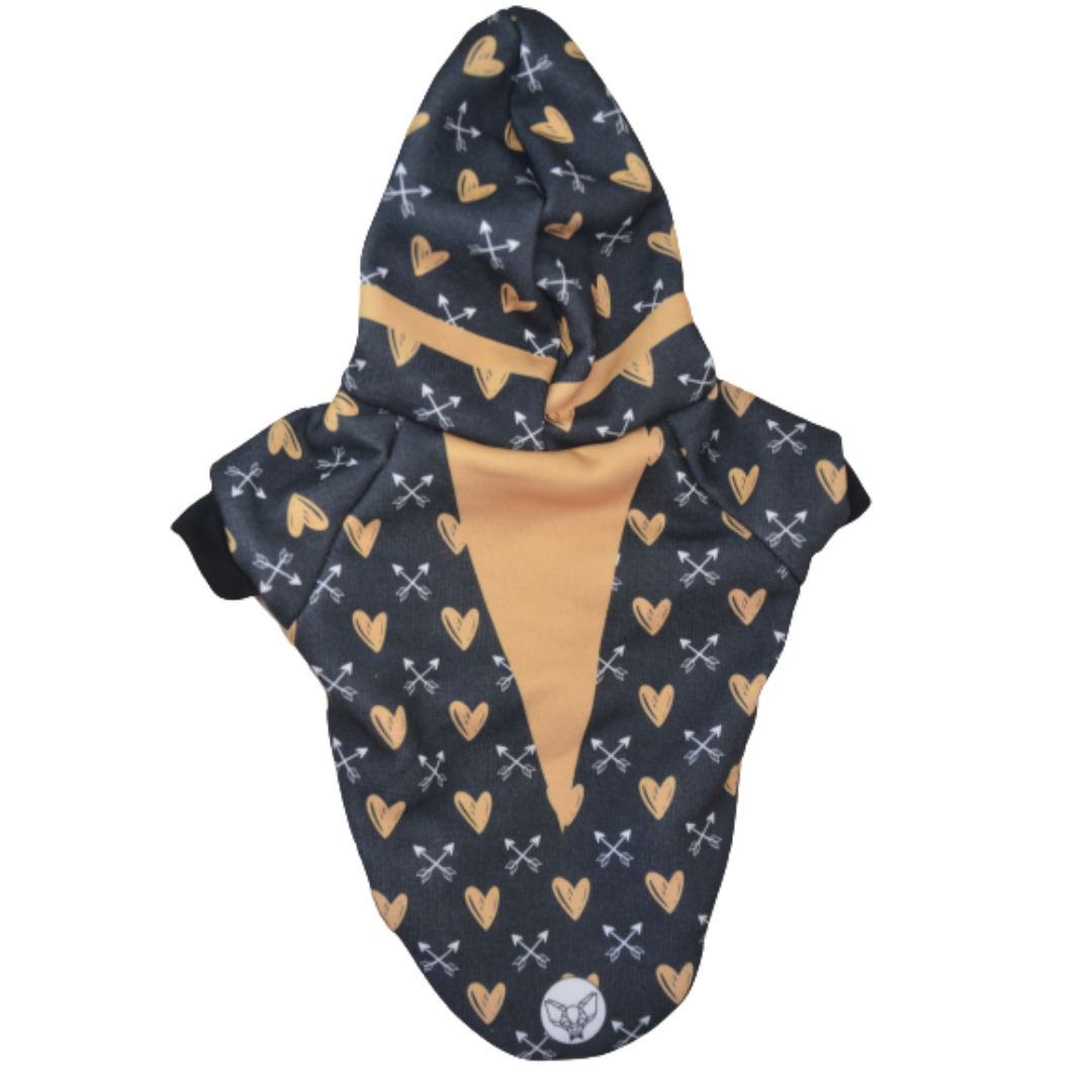 Polerón Franela Estampado - Negro con Corazones Dorados