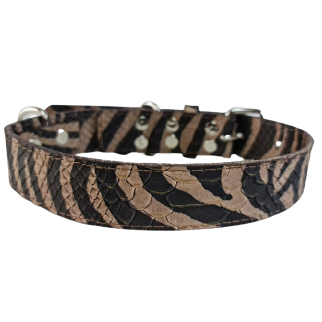 Collar de Cuero para perros - Zebra hebilla nickel