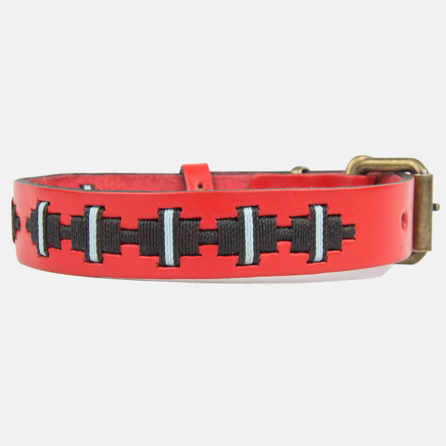 Collar de Cuero Bordado - Toby Rojo